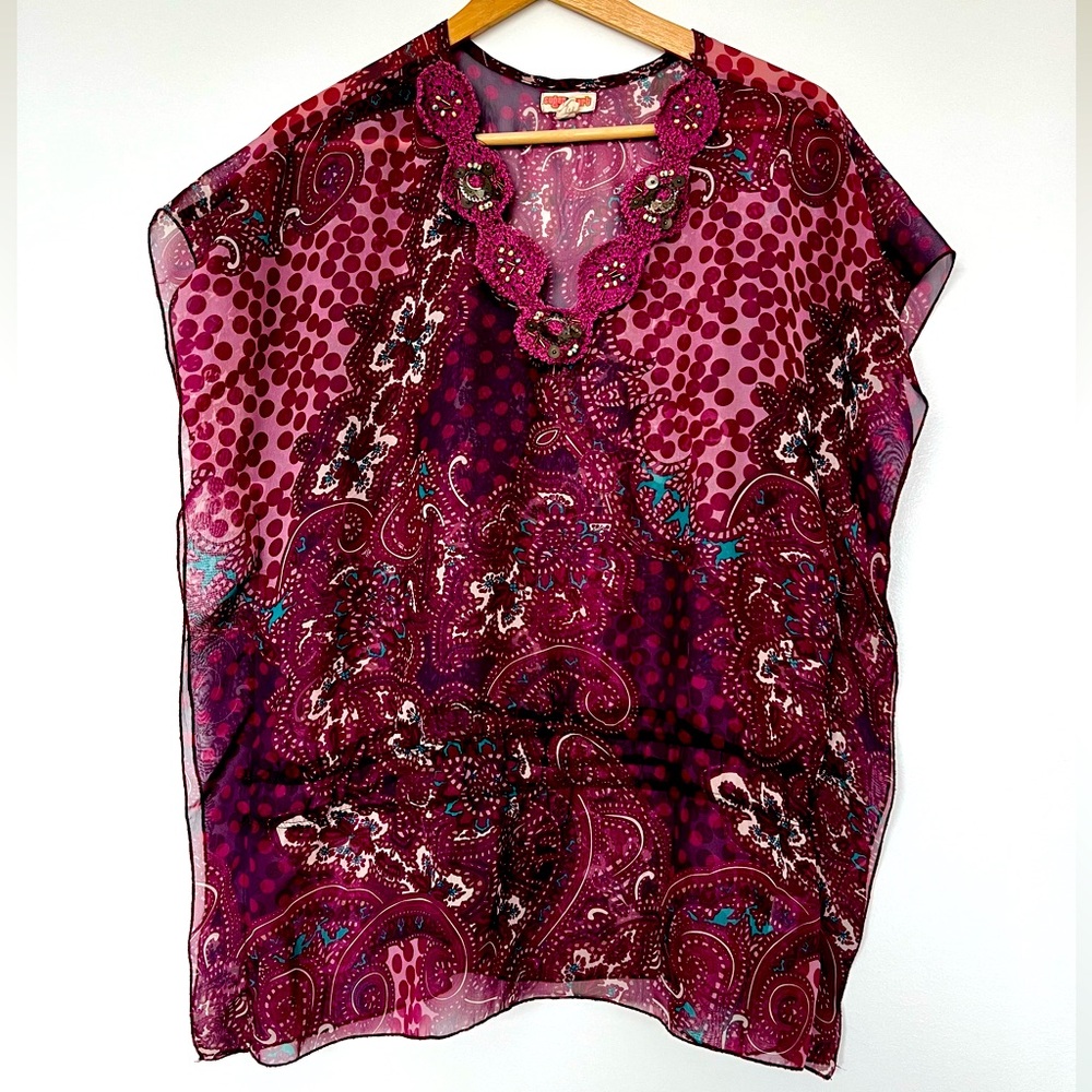 Paisley Top with Crochet Neckline